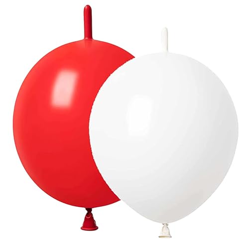 ADIDO EVA Link Balloons Red and White 12 Inch Quick