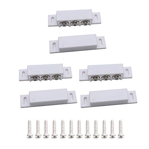 Image of 3 Sets MC-31B NC & NO Door Window Contact Sensor Alarm Magnetic Reed Switch with Screws White