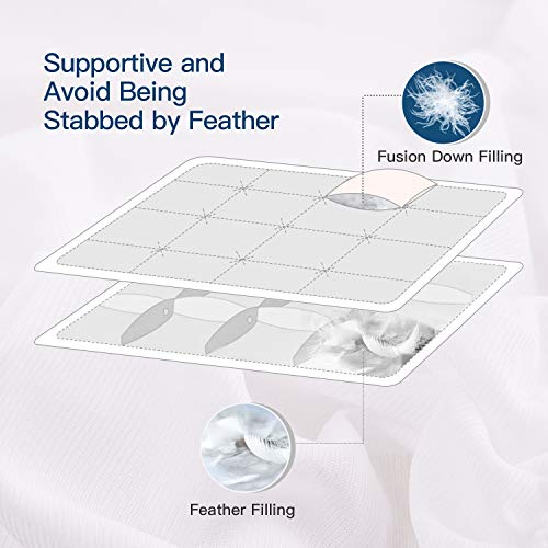 ELEMUSE Twin XL Size Fusion Goose Down Featherbed Mattress Topper for College Dorm, Thick and Fluffy Double Layer Pillowtop Mattress Pad, with 8-21 Inch Deep Pocket