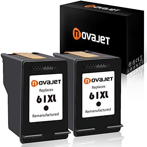 Novajet 2 Black Ink Cartridge Replacement for 61 61XL for Deskjet 1000 2540 3050 Envy 4500 5530 5534 Officejet 4630 2620 (2 Black) Printer