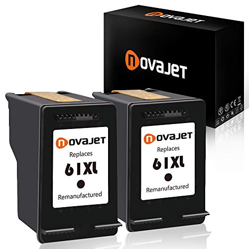 Novajet 2 Black Ink Cartridge Replacement For 61 61Xl For Deskjet 1000 2540 3050 Envy 4500 5530 5534 Officejet 4630 2620 (2 Black) Printer #TOP1
