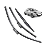 ZDDYUU Kit Escobillas Limpiaparabrisas para Renault Megane 3 Hatchback Coupe 2008-2016, Delantera+Trasera - Resistente a Tormentas y Hielo 3 Piezas