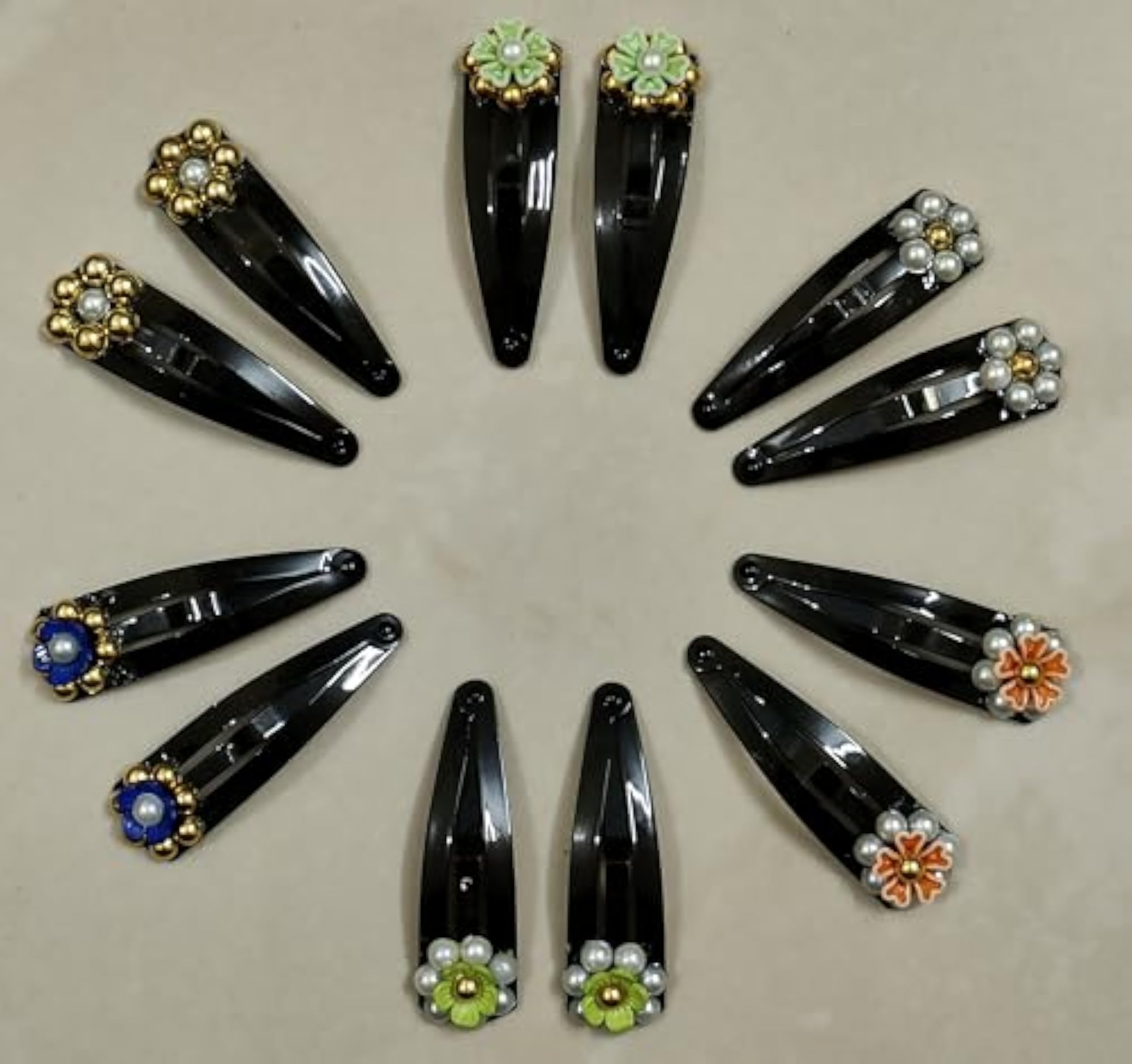 SDM Handcrafted Multicolor Beads Hair Clips, 12 Pieces