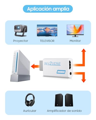 Convertidor de Wii a HDMI Real 720P 1080P HD Salida de Audio Video Adaptador Convertidor con Alta Velocidad Cable HDMI 1M Admite Todos Los Modos de Pantalla de Wii - imagen 4