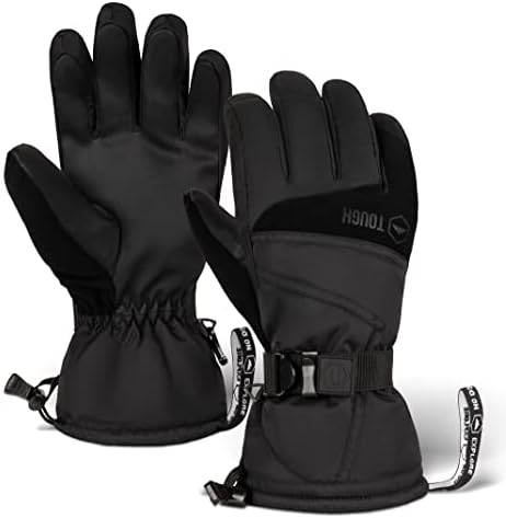 Ski & Snow Gloves - Waterproof & Windproof Winter Snowboard Gloves for Men & Women for Cold Weather Skiing & Snowboarding - With Wrist Leashes, Nylon Shell, Thermal Insulation & Synthetic Leather Palm
