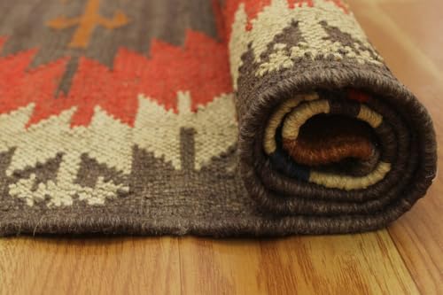 Tapis chambre laine rouge multicolore carré 122 cm jute - 7