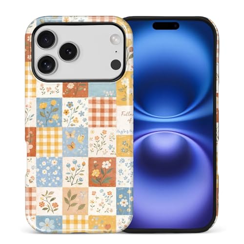 Coque iPhone 17 Pro patchwork floral élégante pour une protection antichoc au quotidien