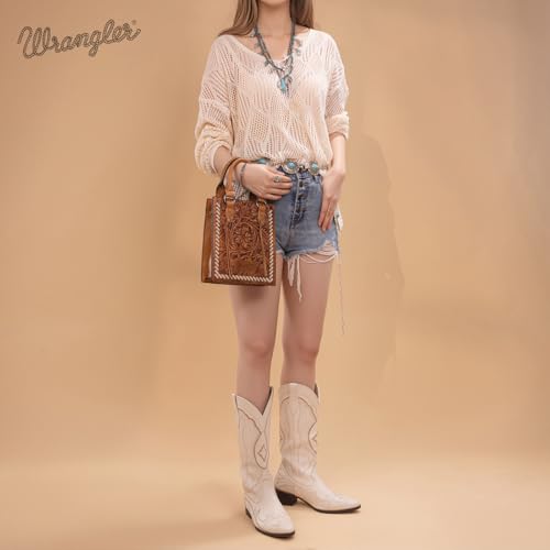 Wrangler Embossed Cross body Purse for Women Top Handle Handbags and Western Mini Tote2