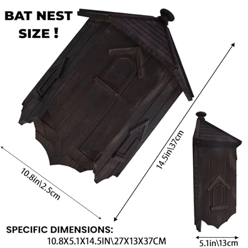 Eco-Friendly Wooden Bat House| Handcrafted Cedar Bat Shelter | Wildlife Conservation Habitat (Brown Black, Medium) - Thumbnail 2