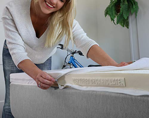 Organic 100% Natural Latex Mattress Topper - Medium - 2 Inch - Twin Size - Organic Cover Included. #TOP1