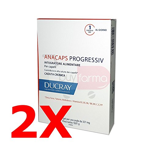 Preisvergleich Produktbild 2 x Ducray Anacaps Progressiv - gegen chronisches Haarausfall bei 60 Cps - 2 Monate Behandlung