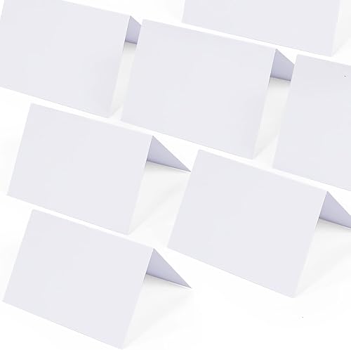Tarjetas de lugar para mesa – 50 tarjetas blancas en blanco para tienda de campaña para bodas, tiendas de campaña con nombre, tarjetas de 3.7 x 2.48
