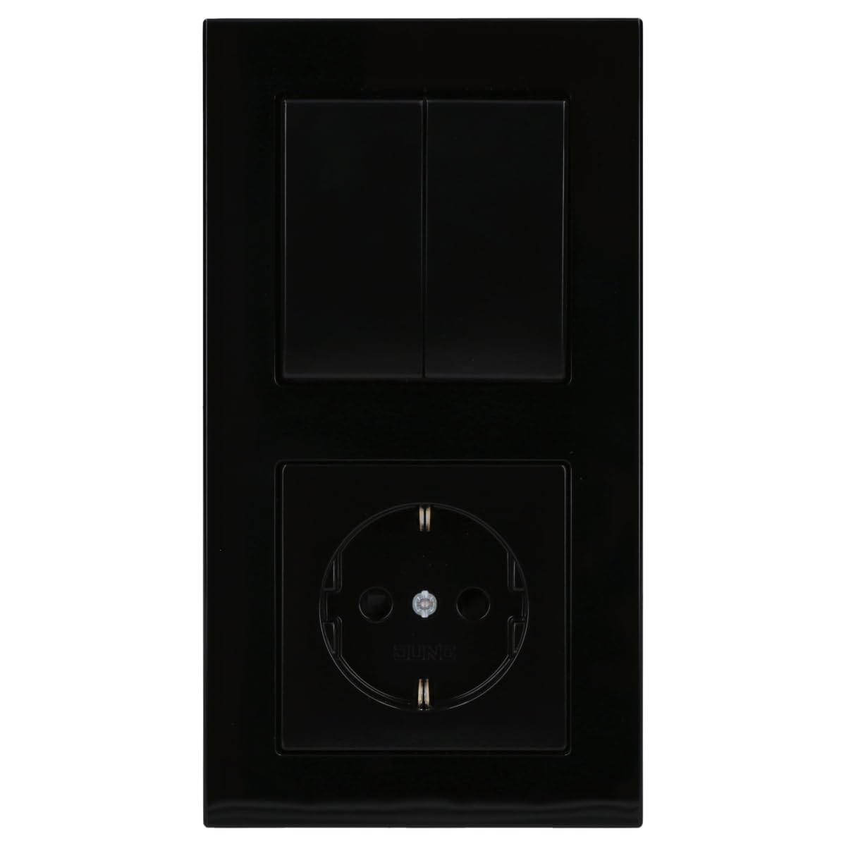 JUNG Serie A Serienschalter + SCHUKO Steckdose Safety Set Schwarz