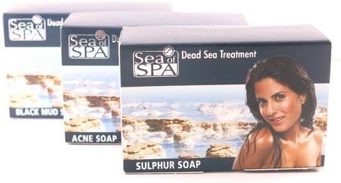 Special KIT of Three 3 125gr. Soaps Dead Sea Minerals - Sulphur Soap, Acne Soap, Black Mud Soap