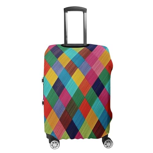 Colorful Plaid Elastic Luggage Cover Suitcase Protector for 19-32 Inch Suitcases | Universal Stretchable Travel Bag Cover | Anti-Scratch, Washable with Zipper Closure M4