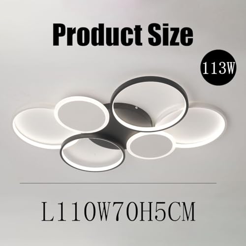 Plafonnier rond avec télécommande noir grand modèle 110cm à LED de salon - 2