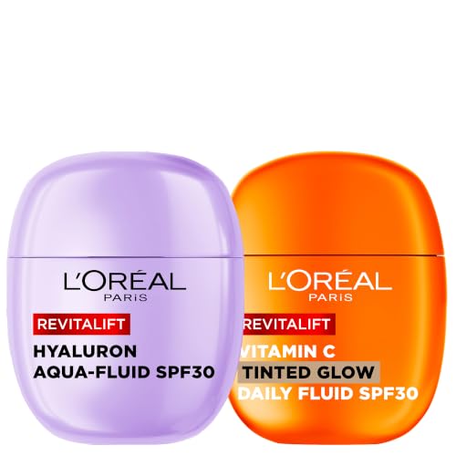 Image of L’Oréal Paris Revitalift Glow & Hydration Duo – SPF30 Aqua Fluid & Vitamin C Tinted Glow SPF30 Fluid