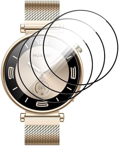 GIOPUEY Ochraniacz ekranu do Huawei Watch GT 4 41 mm, [4 opakowania] Folia ochronna na ekran ze szkła hartowanego, [odporna na pęcherzyki] [odporna na zużycie] - przezroczysta