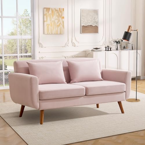 Tbfit 65" W Loveseat Sofa, Velvet Mid Century Modern Love