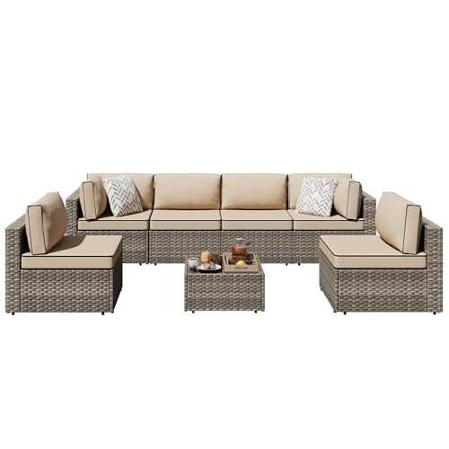 Shintenchi 7 Pieces Outdoor Patio Sectional Sofa...