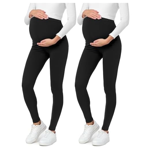 Be Mammy Leggings Premaman Lunghi (Nero/Nero, 3XL)
