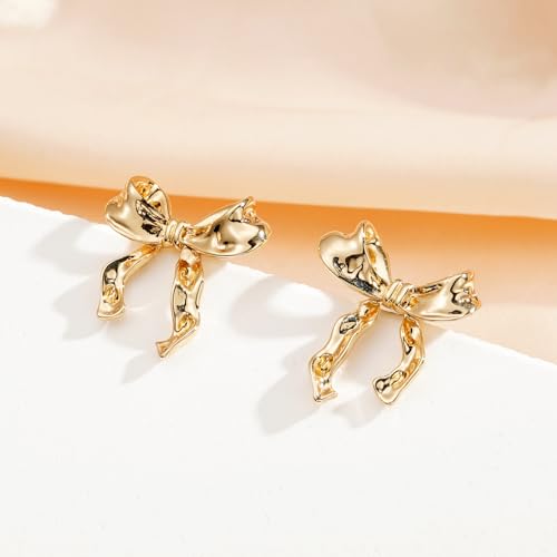 Bow Necklace for Women 14K Gold Plated Bowknot Dainty Bow Pendant Chain Necklace Fashion Jewelry Gifts