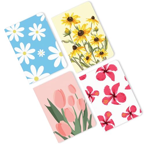 Image of PAPBOO A5 Handy, Easy to Carry, Floral Ruled Set of 4 for doodling, Writing, Notes, Notebooks -Matte Finished - Journal Diary, Gift.(60 * 4=240 80 GSM Pages)