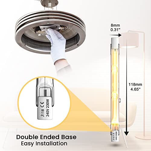 Luxvista Halogen R7s Linear Bulbs 118mm 230W Dimmable, J118 Halogen Bulbs LED Replaces Bulb 118mm Security Flood Halogen Light Bulbs R7s J Type Linear Halogen Bulbs Warm White 2800K, 5-Pack - Image 5