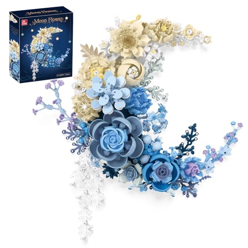 Moon Flower Building Set - 934PCS Artificial Flowers Botanical Collection Art for Wall or Home Decoration, Compatible with Block Flowers, Valentine Day, Birthday, (Blue Moon) Moon Flower Building Set - 934PCS Artificial Flowers Botanical Collection Art for Wall or Home Decoration, Compatible with Block Flowers, Valentine Day, Birthday, (Blue Moon)