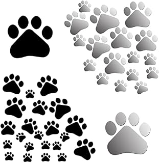 39 Pcs Dog Paws Wall Decor Set, VEGCOO 17 Pcs Acrylic Paw Decal & 22 Pcs Dog Paw Vinyl Stickers, Removable Dog Footprints Sticker for Bedroom Living Room Classroom Decoration DIY