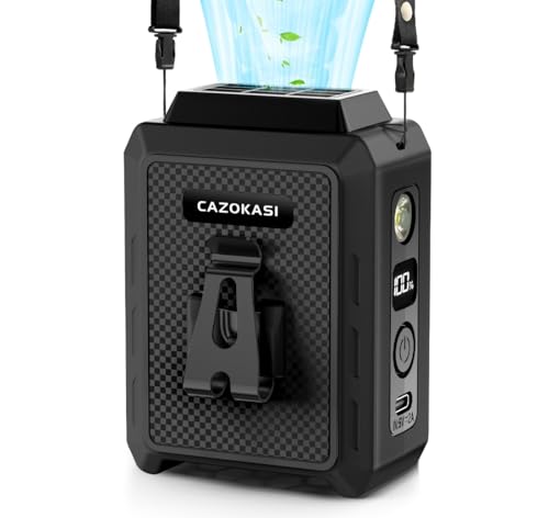 Image of CAZOKASI Personal Waist Clip Fan Rechargeable Wearable Hand Free Wearable Cooler Fan for Traveling Working Outdoor Office (5000mAh / Black)