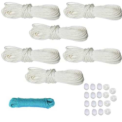 Image of UR LITTLE SHOP Rust Proof Stainless Steel Ceiling Clothes Hanger Cloth Drying Hanging Stand for Balcony Individual Dropdown Railers Nylon Ropes 8 Feet X 6 Pipes with A Cloth Hanging Rope SLUCS6