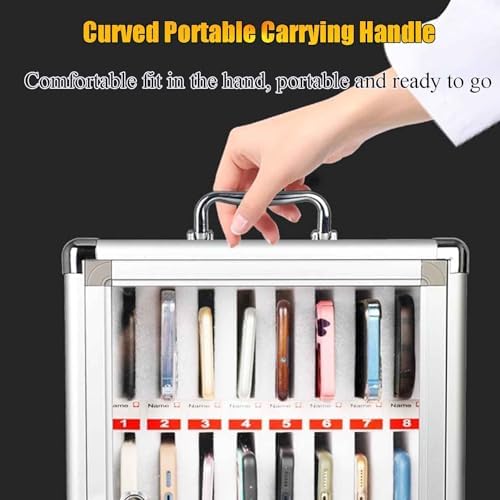 Wall Mounted Phone Stand12 Position Organizer for Mobile Devices Spacesaving Solution for Home Office Stylish Storage for Phones and Accessories,Silver-24-bit