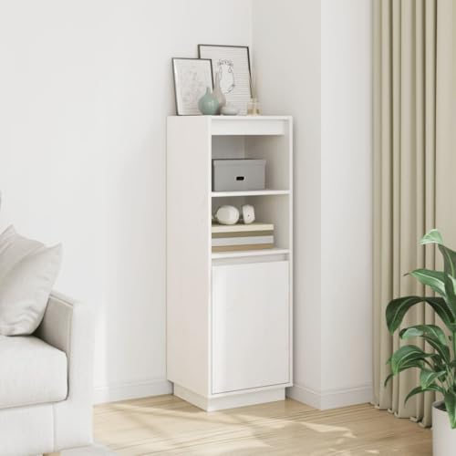Cómoda de madera maciza de pino: highboard blanco elegante y robusto para salón 3