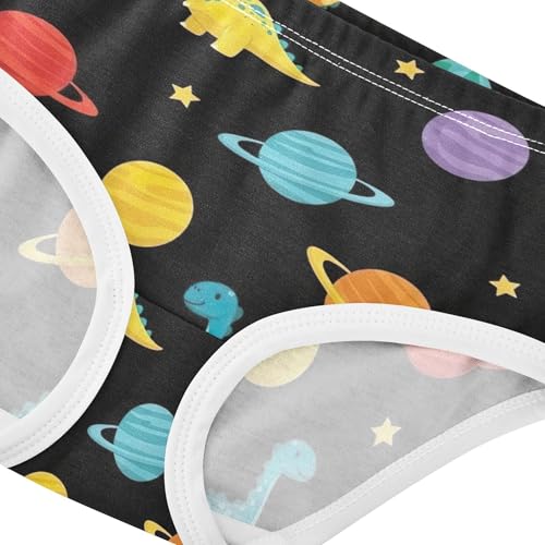 Girls Underwear Toddler 2t Cotton Cute Panties Girl Print Briefs Girls Undies Colorful Cartoon Dinosaurs Planets Black4