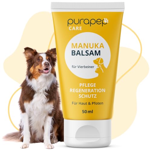 purapep Care - Manuka Balsam für Hund & Katze - Pflege Regeneration & Schutz für beanspruchte und irritierte Haut und Pfoten ihrer Vierbeiner - 50ml