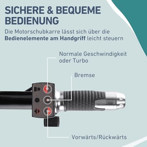 Bild 4 - Elektrische Schubkarre mit Akku I 100L Mulde I 260kg Traglast I 500W I 40V Li-ion mit 6000mAh