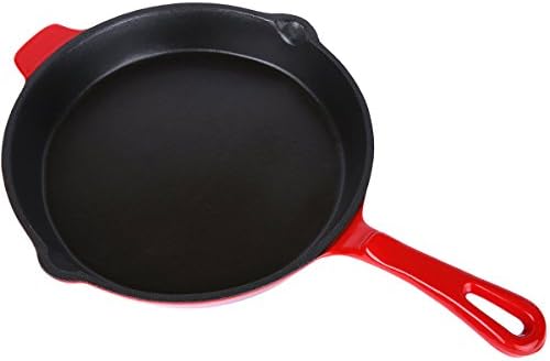 Enameled Cast Iron Skillet, Island Spice Red (11 inch) - Utopia Kitchen