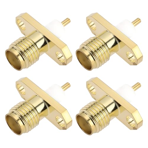 Create idea 4 Pezzi Presa Da Pannello SMA SMA-KFD4 Connettore Coassiale RF A 2 Fori Per Antenna Radiofonica 12,7x2,6x4,2 Mm 50 Ohm