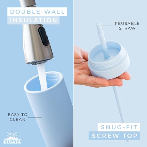 STRATA CUPS Multicolor Skinny Tumblers with Lids and Straws (12 pack) - 16oz Double Wall Acrylic Tumbler, Tall Matte Skinny Tumblers, Bulk with Free Straw Cleaner, Reusable Cups