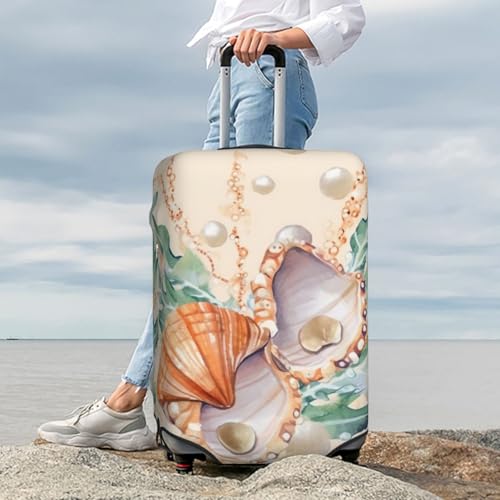 Luggage Cover Pearl shell seaweed illustration Travel Luggage Covers Thicker Elastic Suitcase Cover Dustproof Baggage Cover Scratch-Resistant Suitcase Cover Protector Fit 18-32 Inch Luggage Medium2