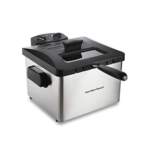 Hamilton Beach Professional Style Electric DeepFryer, XL Frying Basket, Lid with View Window, 1800 Watts, 19 Cups / 4.5 Liters Oil Capacity, Stainless Steel (35035A)