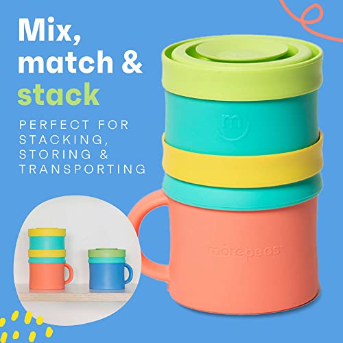 Morepeas 3Pc All-In-One Baby & Toddler Silicone Snack Cup & Bowl - Reversible Lid & Suction Base - No Mess Steam, Strain & Snack Catcher Lid - Easy Grip Handle - Dishwasher, Microwave, Freezer Safe #TOP7
