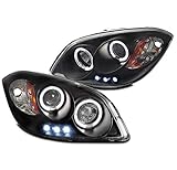 ZMAUTOPARTS Chevrolet Cobalt/ Pontiac G5 Halo LED Projector Headlights Lamp Black