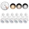 Arcfox 9W 3 Color H Type Dimmable LED Track Lighting Heads, 3000K 4000K 5000K Selectable, 3 Wire CRI90 24° Angle Ceiling Spotlight for Accent Task Art Exhibition, ETL Listed (6 Pack,White)