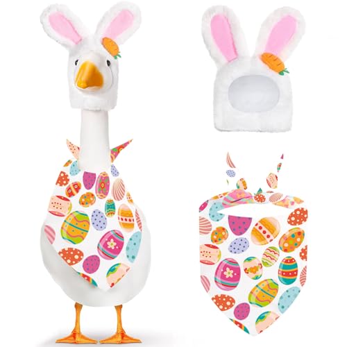 XAKNXGU Spring Porch Goose Outfit for 23/17 Inch Lawn Statue, Easter & Summer Porch Goose Outfit for Cement Goose, Goose Clothes for Patio Garden Decoration Accessory (Egg Bandana)