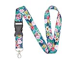 Floral Neck Lanyard for Women with Metal Clasp and Detachable Buckle - Office and School - Keychain,