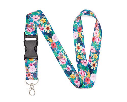 Floral Neck Lanyard For Women With Metal Clasp And Detachable Buckle - Office And School - Keychain, Id Badge Holder, Keys, Cards, Wallet, Usb, And Lightweight Accessories - Cute, Pretty, Fashion #TOP17
