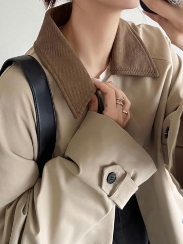 Khaki Womens Casual Coat for 2025: Loose Fit with Pleated Back & Sleeve - Stylish and Versatile! - Image 3