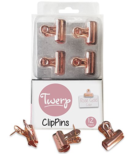 Decorative Push Pins with Clips | Rose Gold Thumb Tacks for Cork Boards, Bulletin Boards and Cubicle Walls |